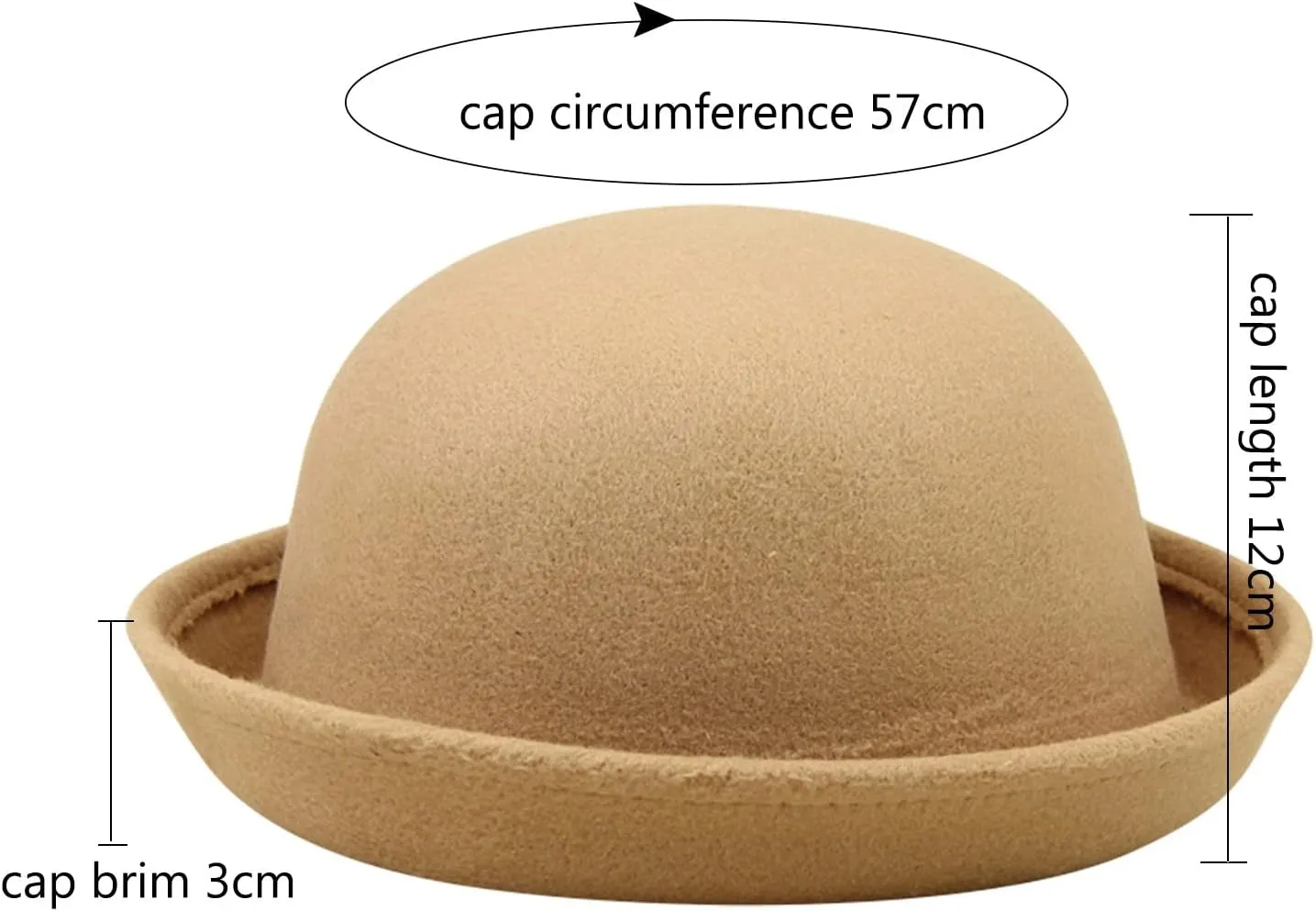 Women Felt Hat, Bucket Hat, Adjustable Vintage Bowler Suede Wool Hat with Bowknot Fall Bell Round Cap